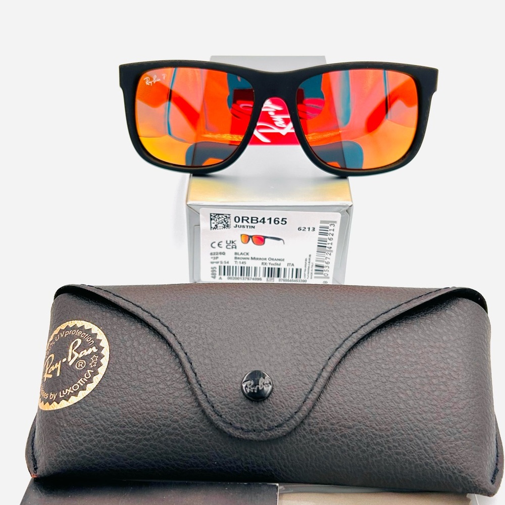 Ray-Ban Polarized Sunglasses Mens Justin RB4165 Flash Mirror Lens 54-16… - Picture 9 of 15